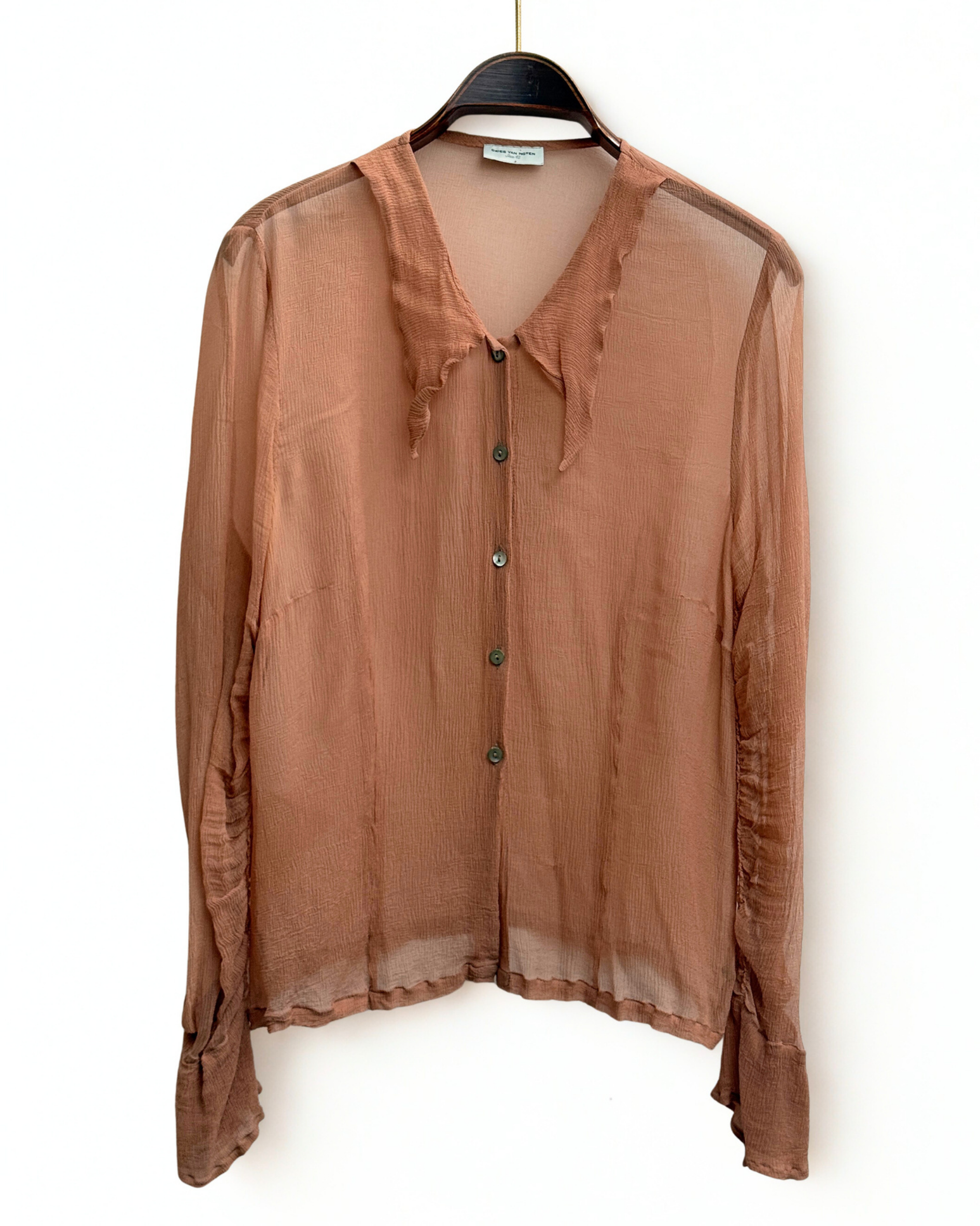 Dries Van Noten rose silk crepon shirt size 42