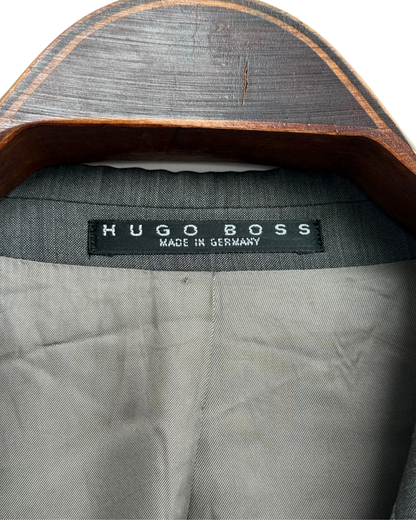 Hugo Boss Ares Akropolis Double Breasted Blazer Charcoal Grey Cerruti 1881 Metallizzato Wool Vintage Size 52