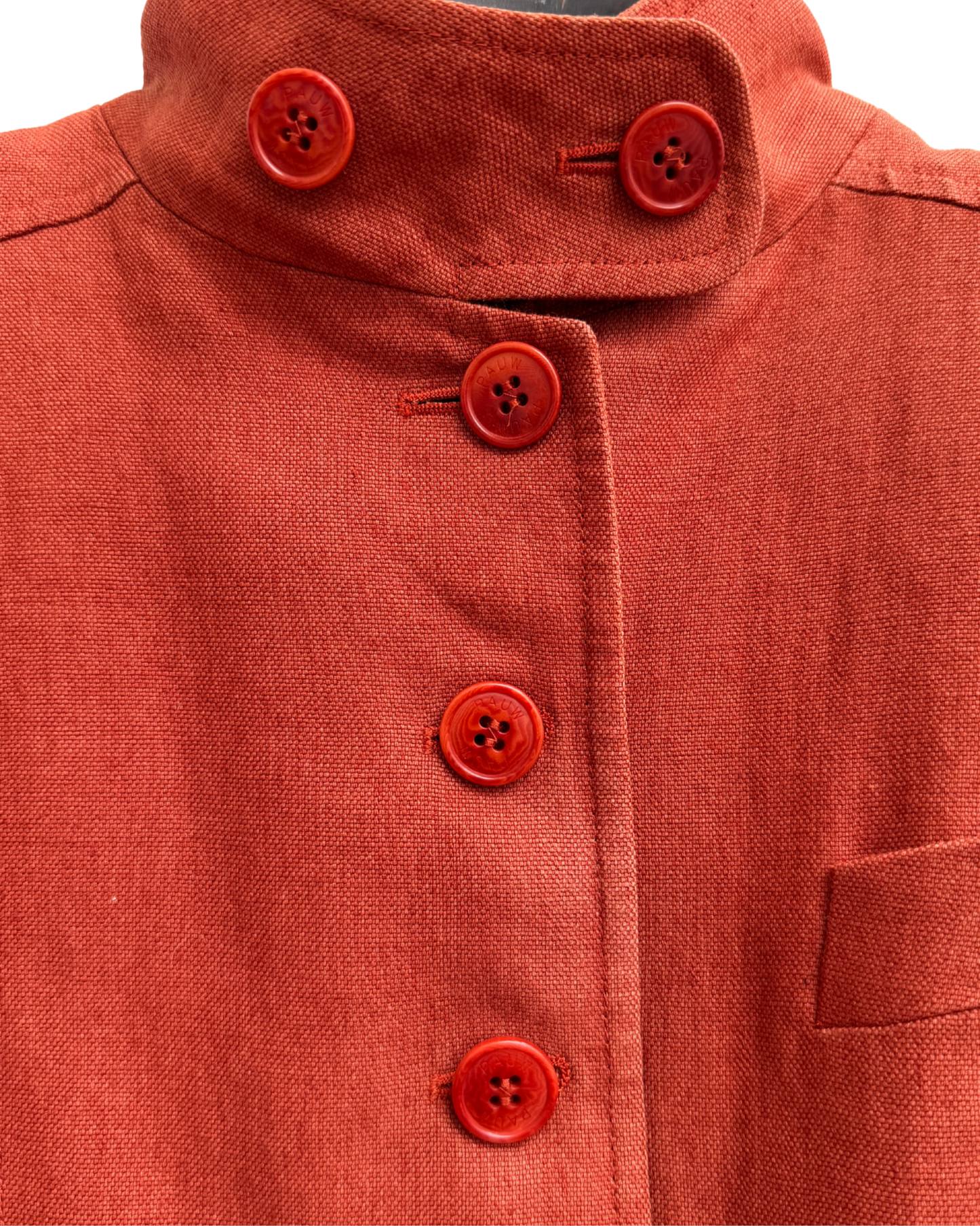 Pauw Amsterdam Linen Military Jacket Rust Terracotta Cupro Lining Size 4 Made in Europe