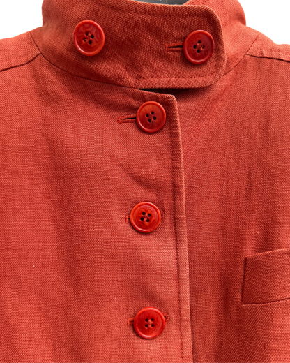 Pauw Amsterdam Linen Military Jacket Rust Terracotta Cupro Lining Size 4 Made in Europe