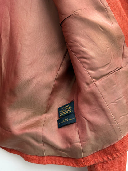 Pauw Amsterdam Linen Military Jacket Rust Terracotta Cupro Lining Size 4 Made in Europe