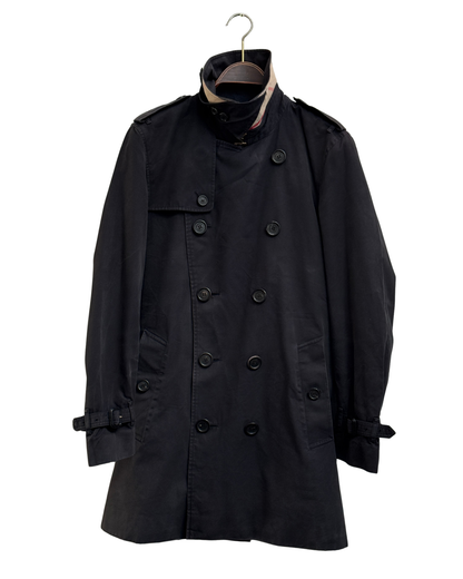 Burberry The Kensington Black Cotton Trench Coat Mens M