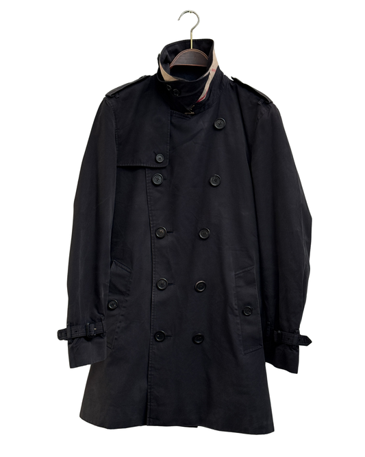 Burberry The Kensington Black Cotton Trench Coat Mens M