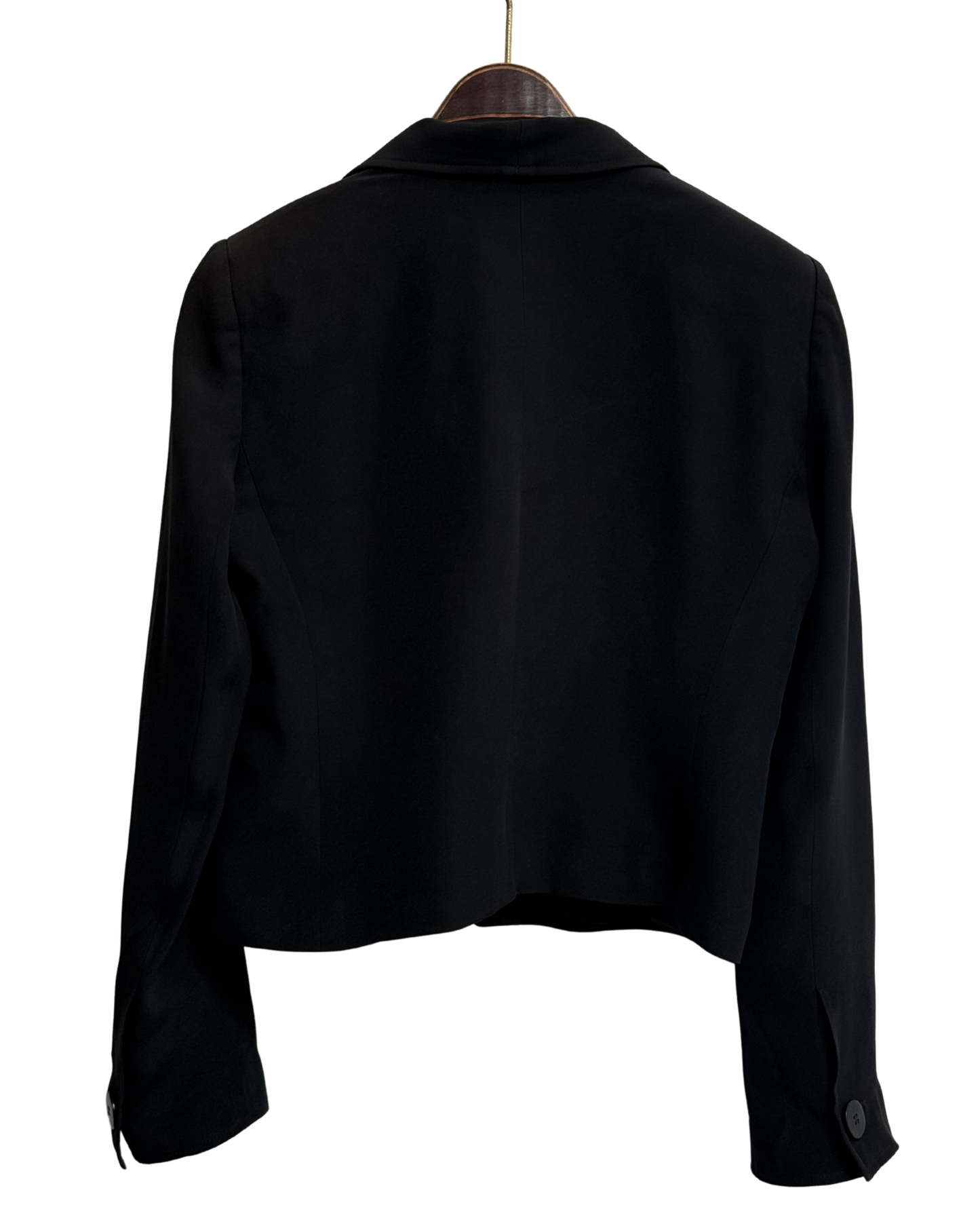 Armani Collezioni Black Shawl Collar Cropped Blazer size 46 IT 2004