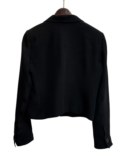 Armani Collezioni Black Shawl Collar Cropped Blazer size 46 IT 2004