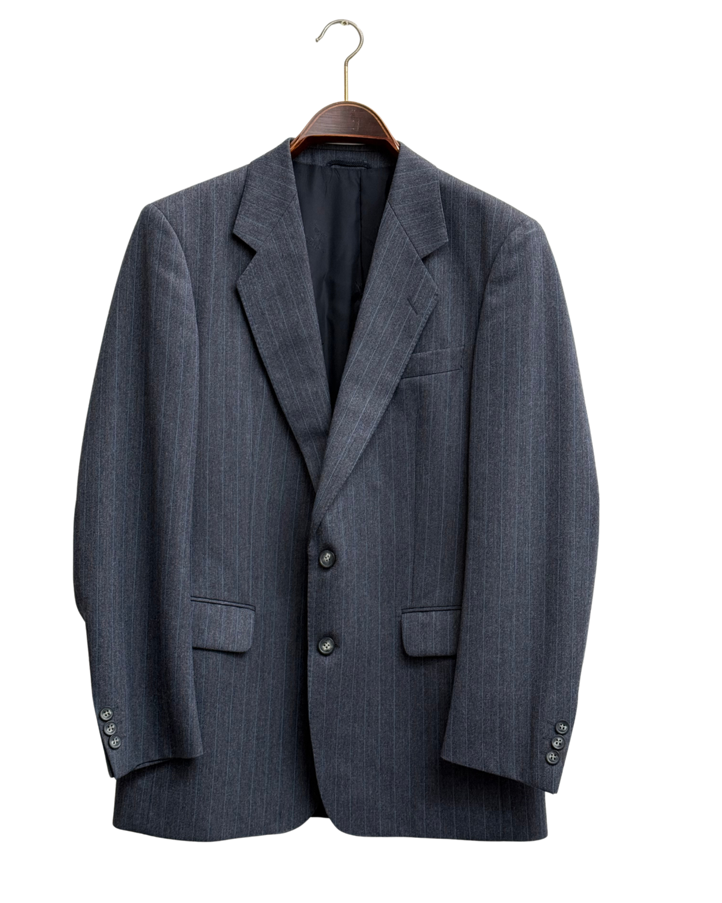 Vintage Burberrys 3-Piece Navy Pinstripe Wool Suit Size 46