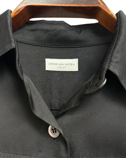 Dries Van Noten Black Viscose Camp Collar Shirt Size 34 (M)