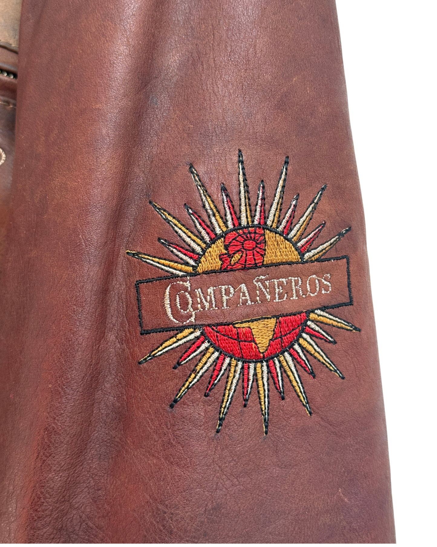 Compañeros Vintage Distressed Brown Leather Bomber Jacket Men Size L-XL