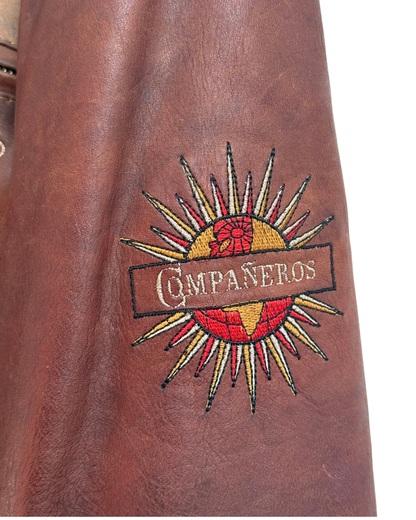Compañeros Vintage Distressed Brown Leather Bomber Jacket Men Size L-XL