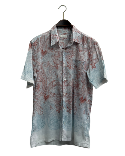 Dries Van Noten White shirt with Blue and Red Paisley Print Mens 48