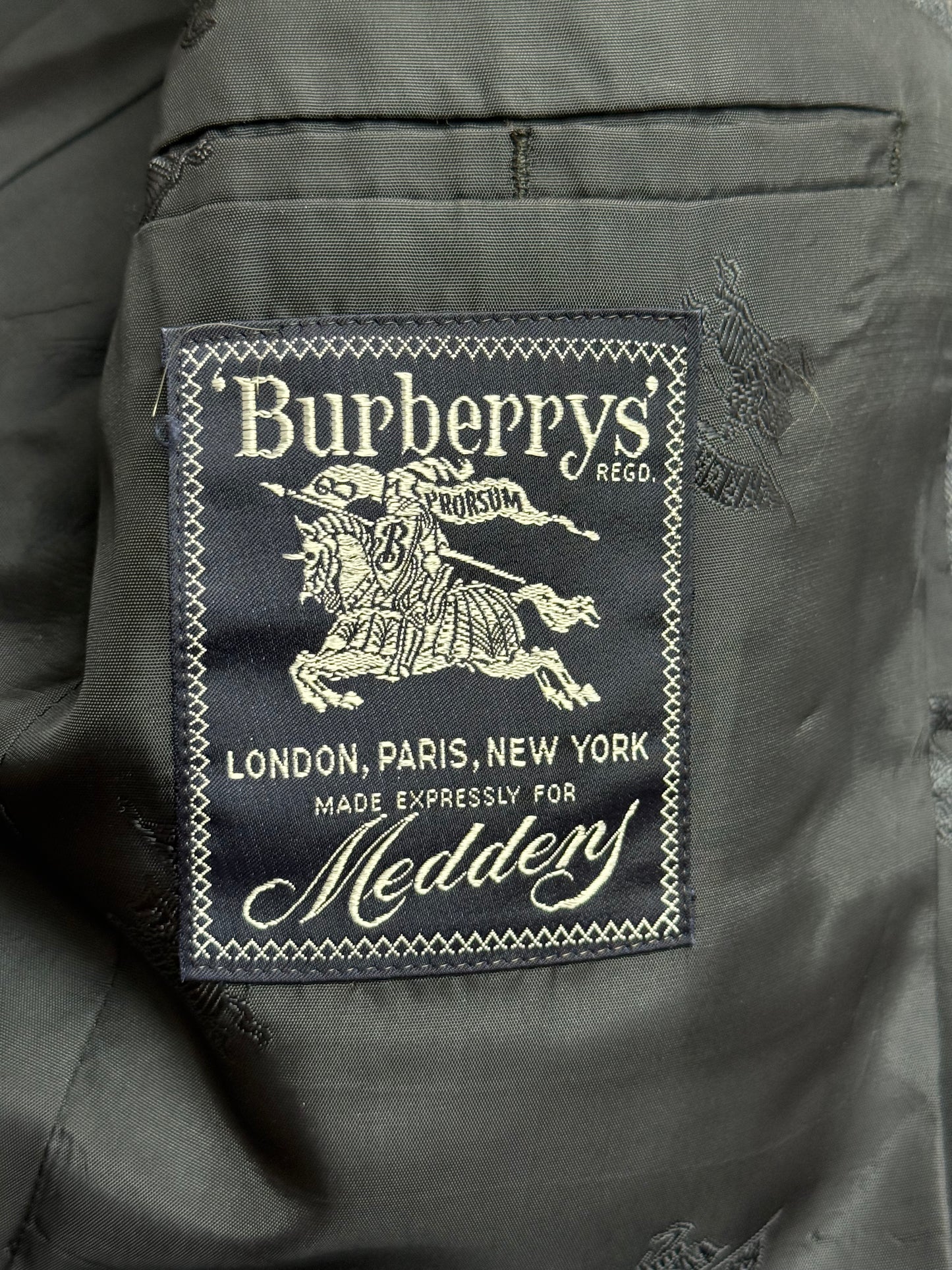 Vintage Burberrys 3-Piece Navy Pinstripe Wool Suit Size 46