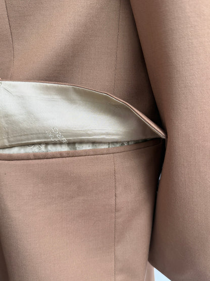 Christian Berg x Loro Piana Super 110s Virgin Wool Double Breasted Blazer Camel Tan Vintage 1980s-1990s