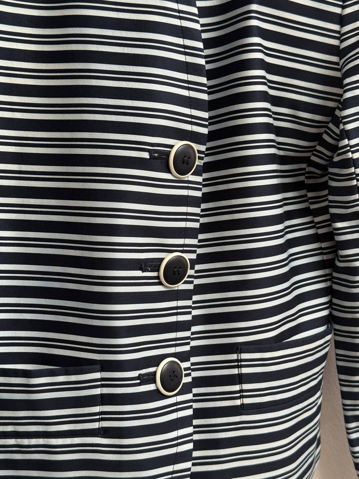 Yves Saint Laurent 80's Blue and White Striped Statement Blazer Size 38
