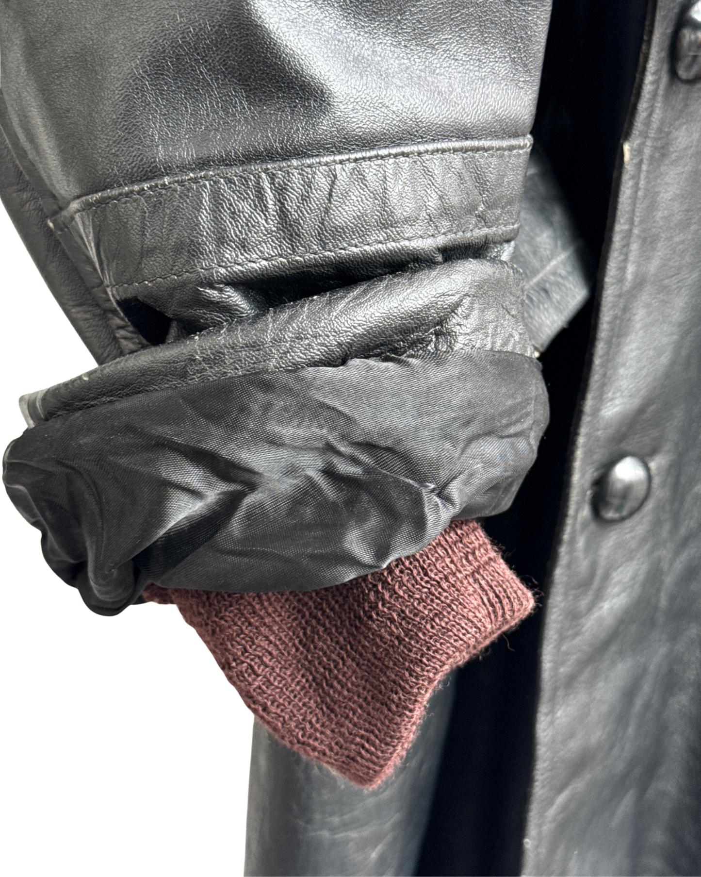 Verha Amsterdam Vintage Leather Trench Coat Black 1950s Size L