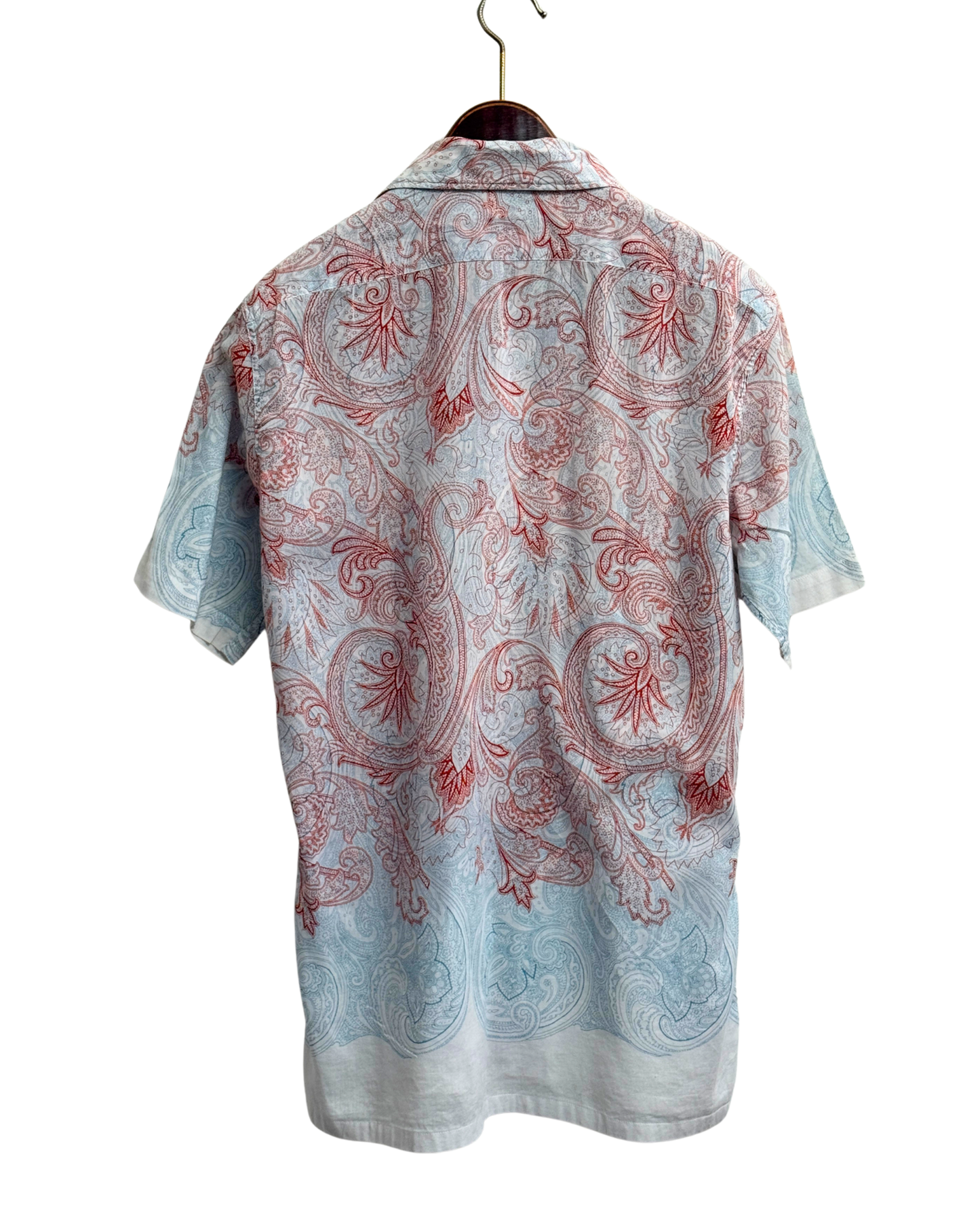 Dries Van Noten White shirt with Blue and Red Paisley Print Mens 48