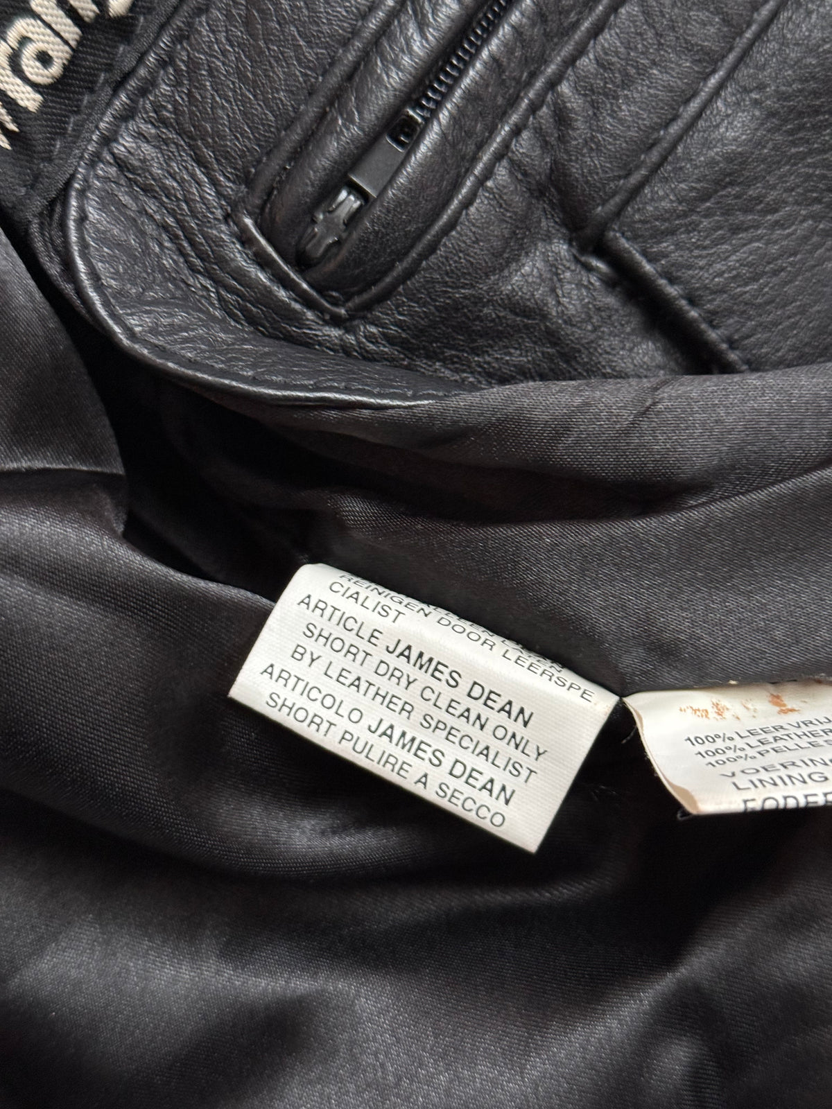 Wrangler "James Dean" Black Leather Bomber Jacket with Detachable Teddy Collar, IT 50, Men