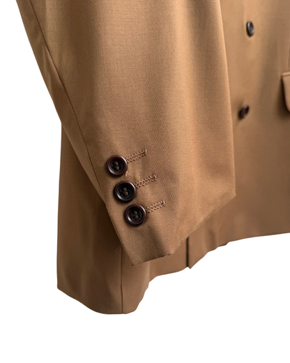 Christian Berg x Loro Piana Super 110s Virgin Wool Double Breasted Blazer Camel Tan Vintage 1980s-1990s