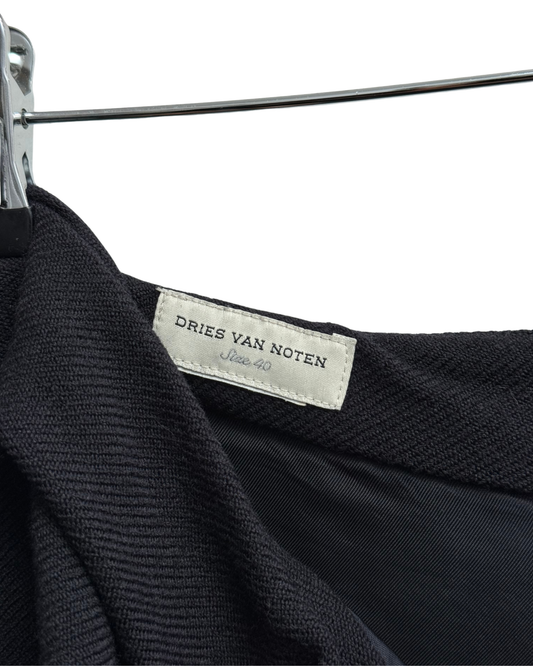Dries Van Noten Black Wool Draped Skirt size 40