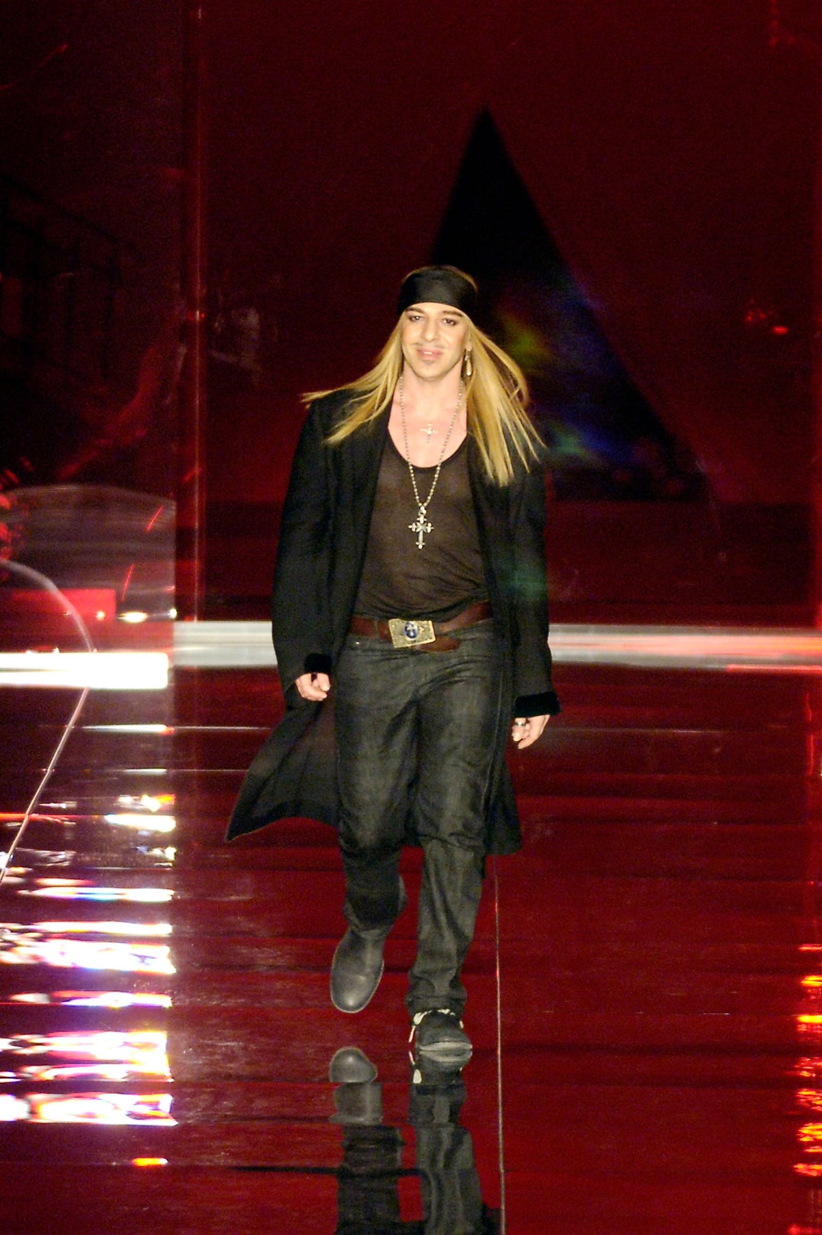Christian Dior by John Galliano A/W 2006 Denim and Lambskin Coat with Rabbit Lining size 42