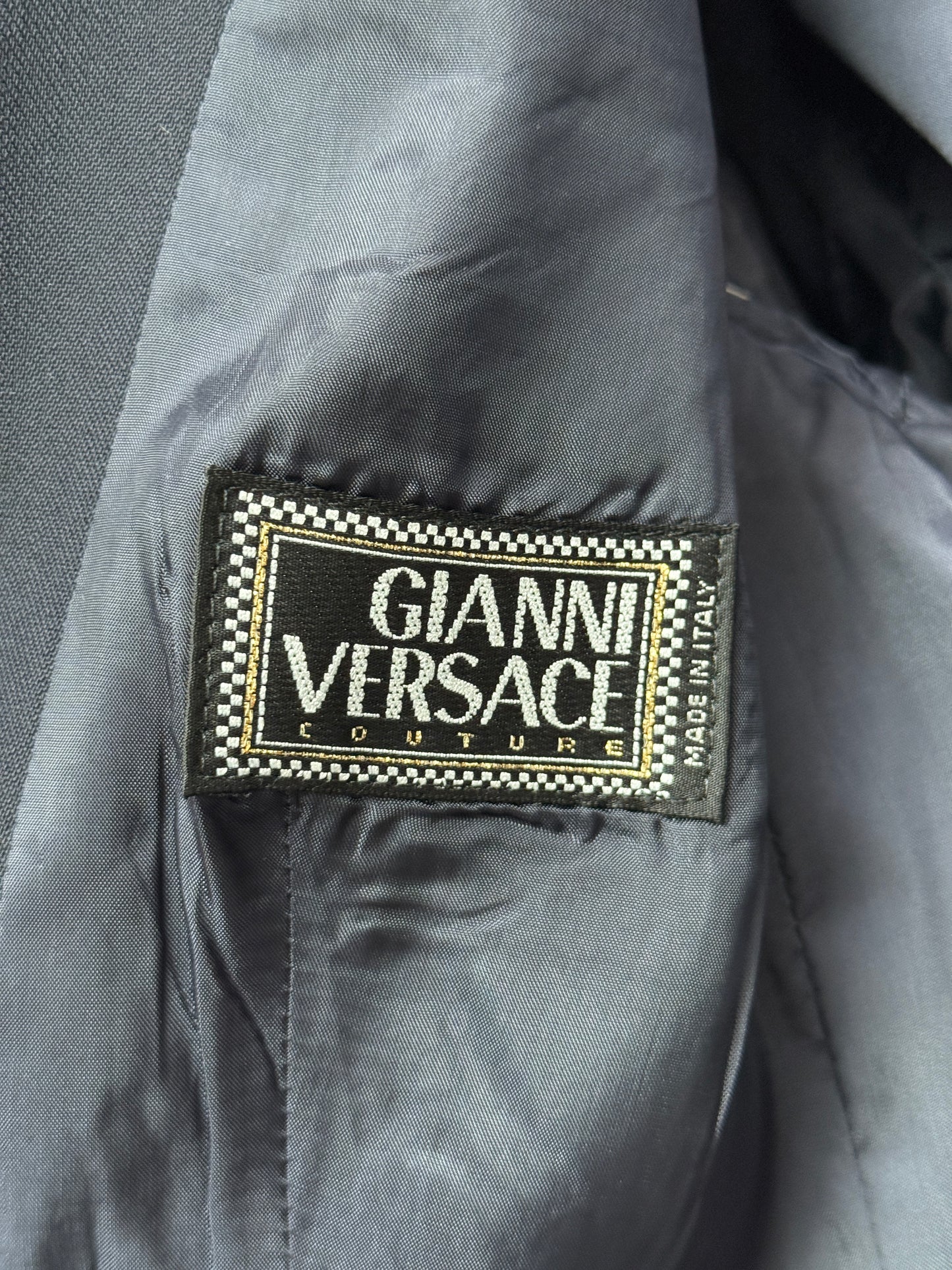 Gianni Versace Couture Vintage Mid 90s Navy Blazer Medusa Buttons Made in Italy Size 40