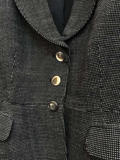 Armani Collezioni Vintage Wool Blazer Black White Micro Dot Cropped Size 44