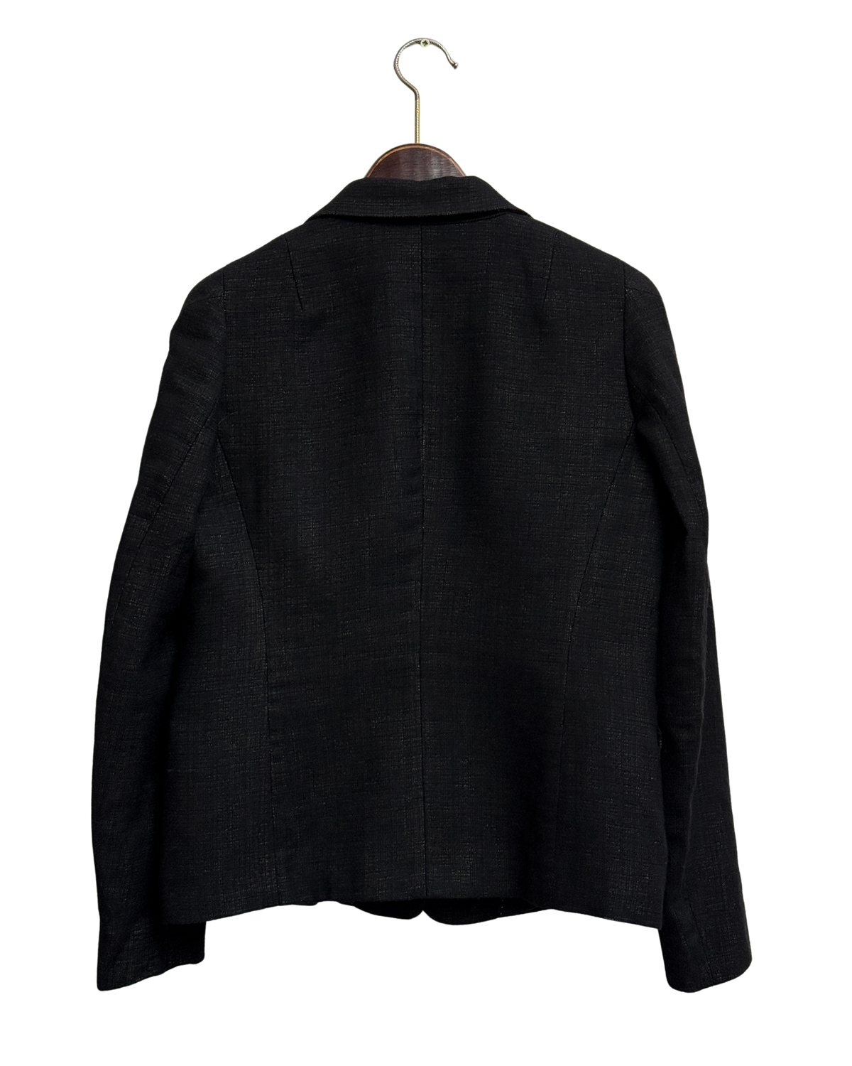 Dries Van Noten Black Wool and Linen Peak Lapel Blazer, FR 40, Women